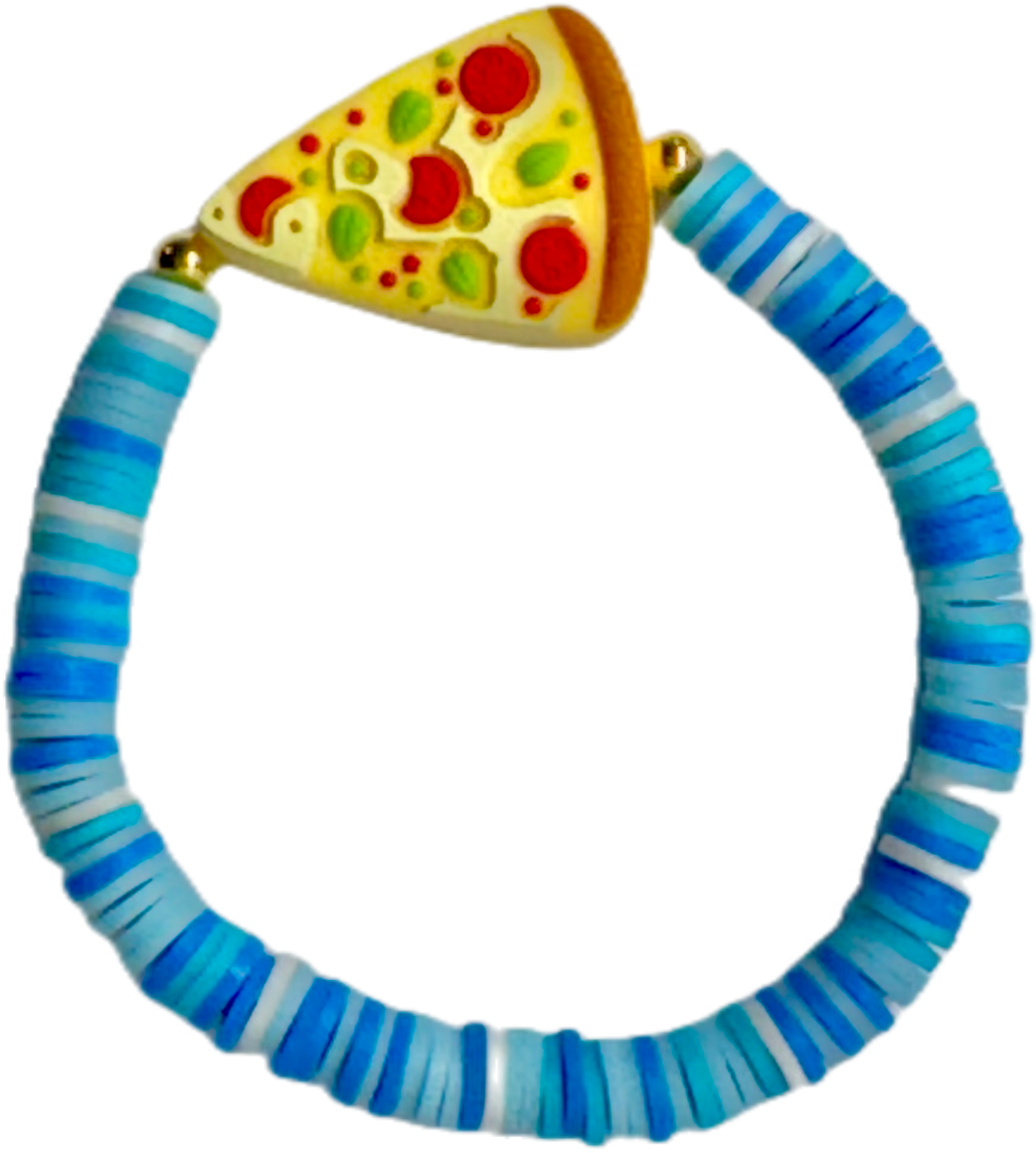 Blue pizza bracelet